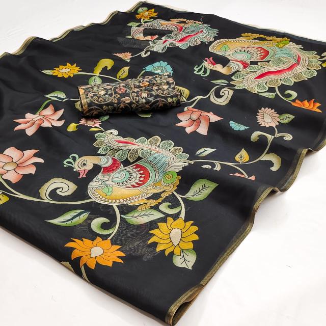 Sandhya kalamkari print cheap rate sarees wholesale